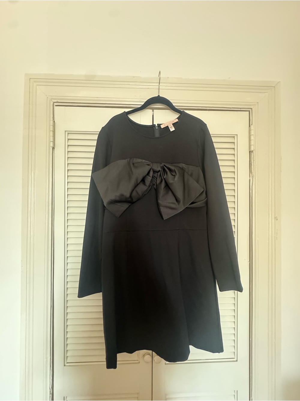 Hutch Black Long Sleeve Dress with Front Bow Accent